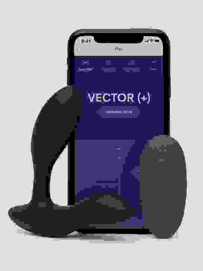 We-Vibe Vector+ App and Remote Controlled Rechargeable Prostate Massager, Black, hi-res